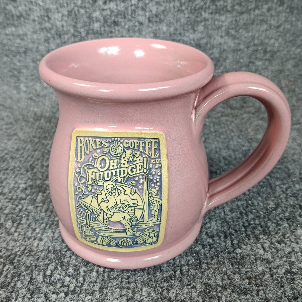Deneen Pottery Bones Coffee Company Mug Oh Fudge Pink Stoneware 2022 USA